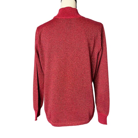Preston & York Sweater Mock Turtleneck Size M in Red Metallic - Picture 3 of 5